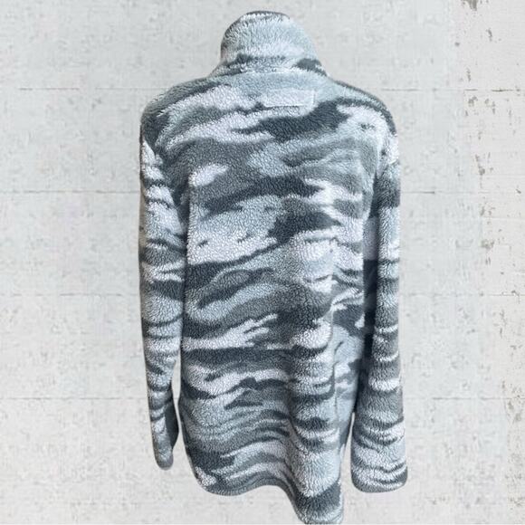 Halcyon Gray Camo Sherpa 1/4 Zip Pullover Jacket Size XL Outdoors Cozy Soft - Picture 5 of 10